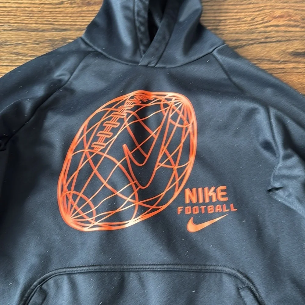 Nike Kids Black and Orange Football Hoodie youth size large USED